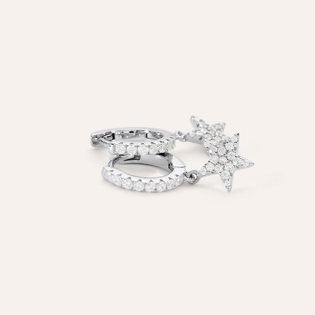 Orecchini a cerchio stella Silver Moments in argento con zirconi