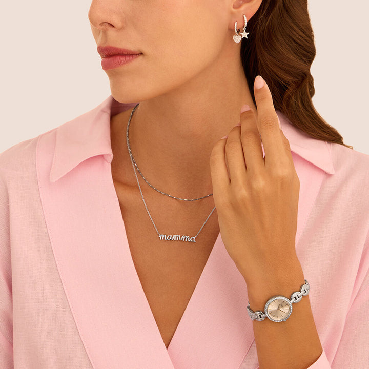 Orecchini a cerchio stella Silver Moments in argento con zirconi