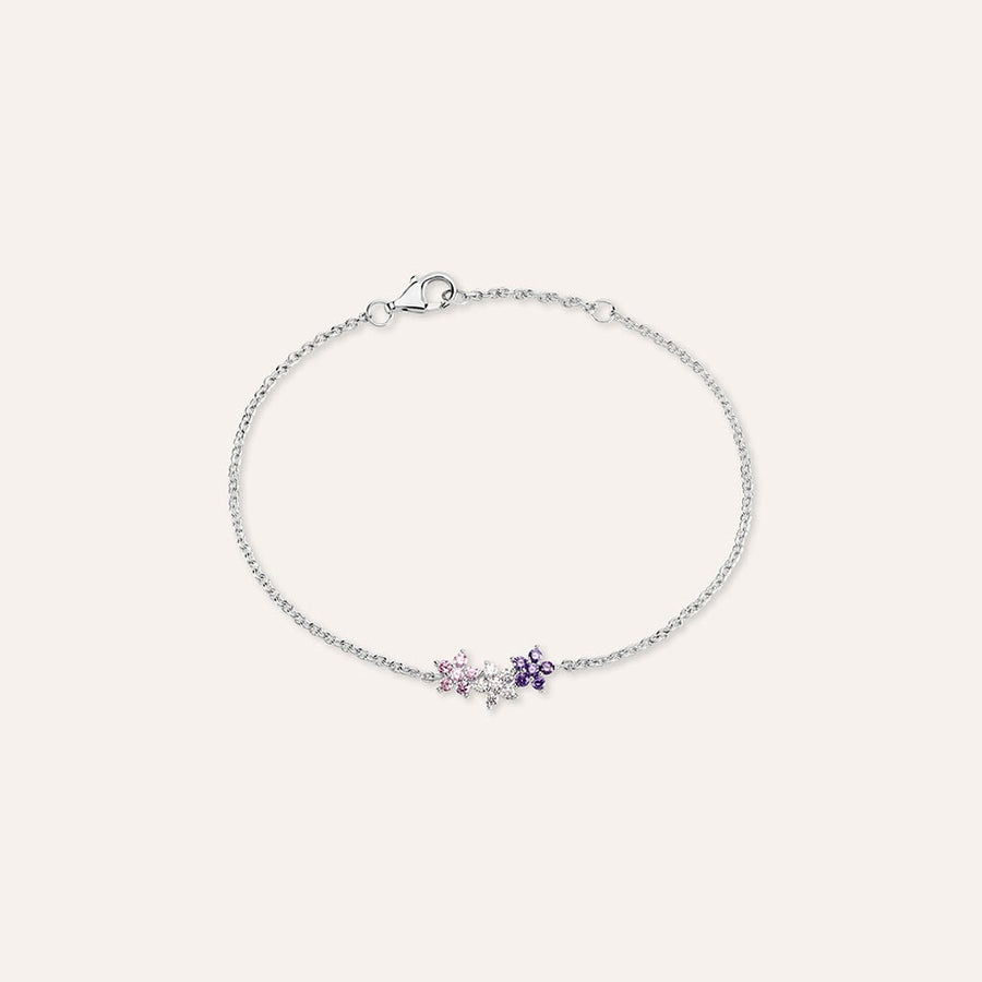 Bracciale fiore Silver Shine in argento con zirconi rosa e lilla