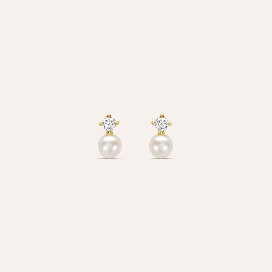 Orecchini Bon Ton in oro giallo 9 kt con perla e zircone