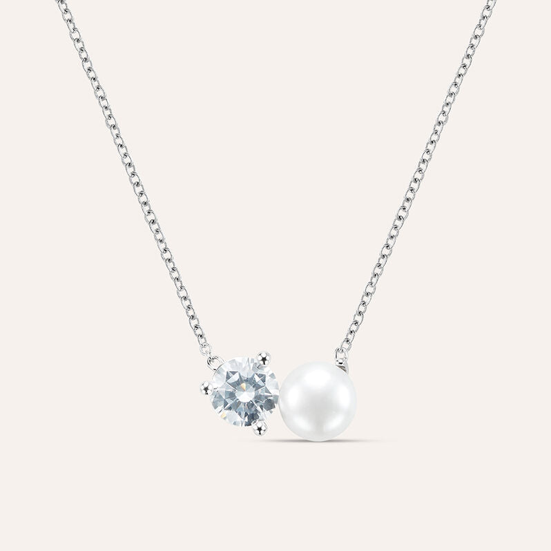 Collana Silver Pearls in argento con perla e zircone 7 mm