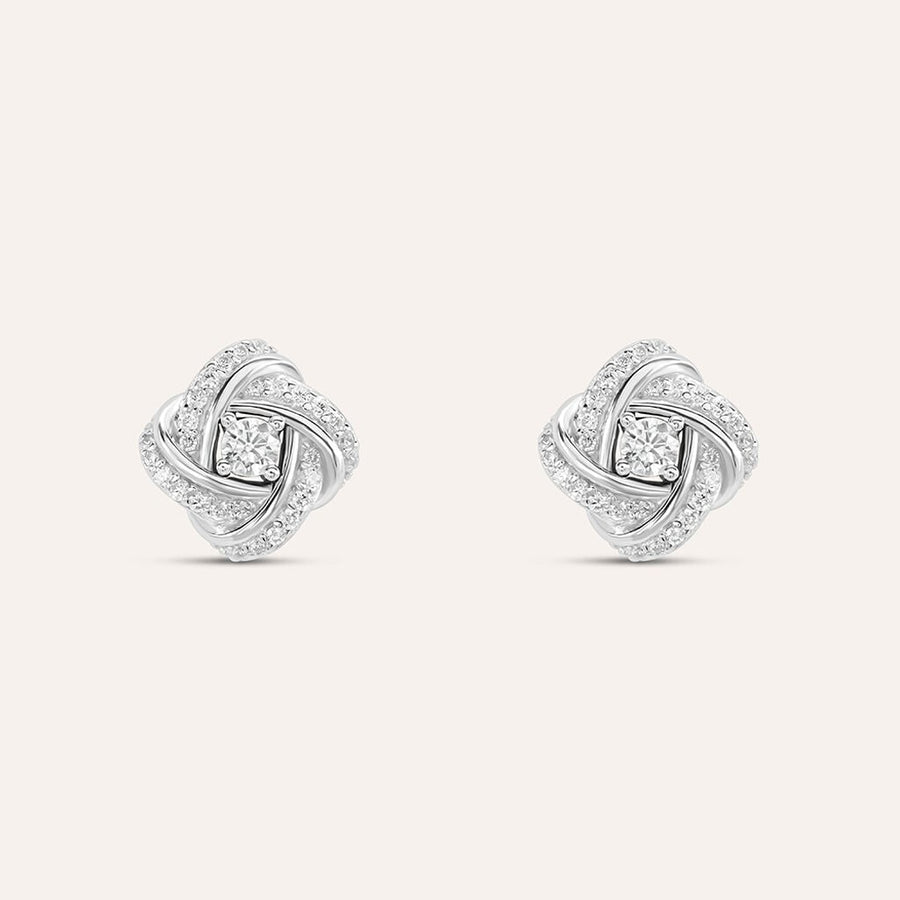 Orecchini Silver Elegance in argento rodiato con zirconi, 1,15 cm