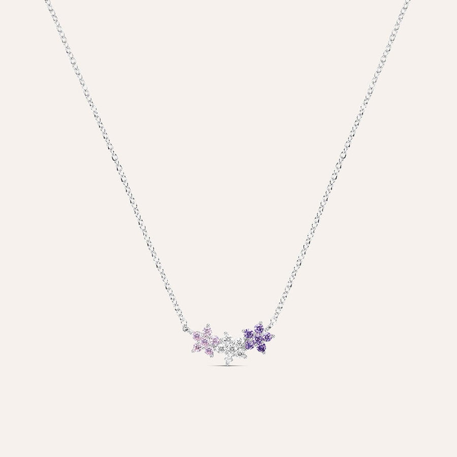 Collana fiore Silver Shine in argento con zirconi rosa e lilla