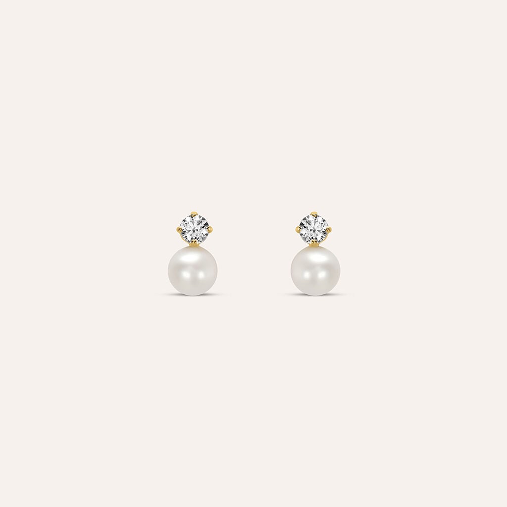 Orecchini Bon Ton in oro giallo 9 kt con perla 4 mm e zircone