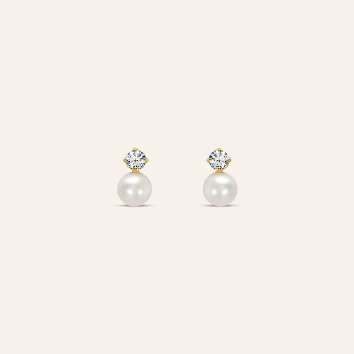 Orecchini Bon Ton in oro giallo 9 kt con perla 4 mm e zircone
