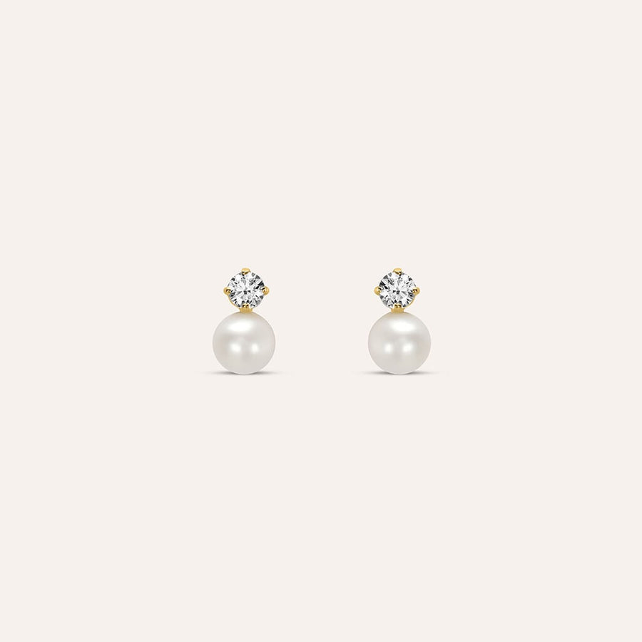 Orecchini Bon Ton in oro giallo 9 kt con perla 4 mm e zircone
