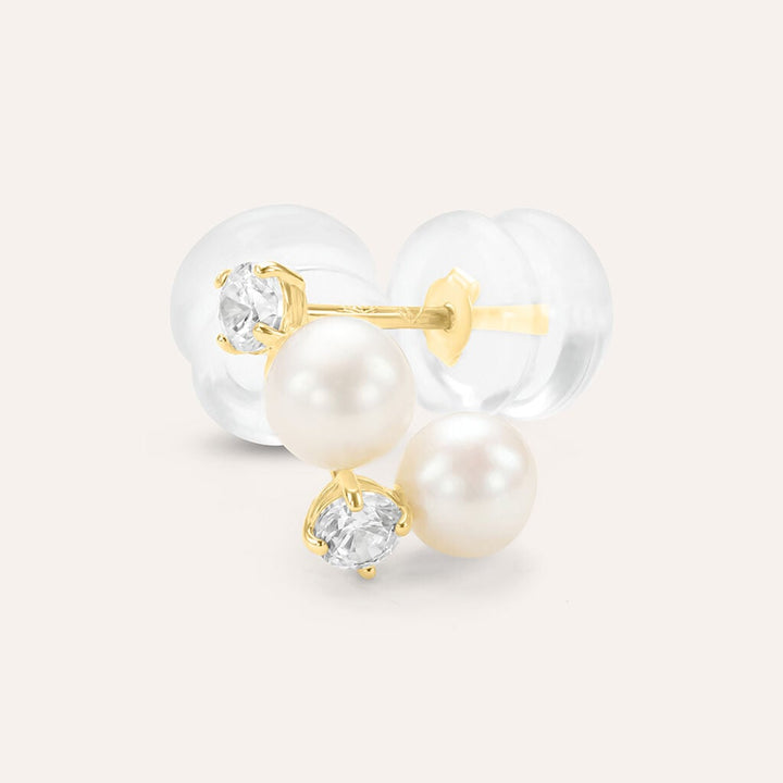 Orecchini Bon Ton in oro giallo 9 kt con perla 4 mm e zircone