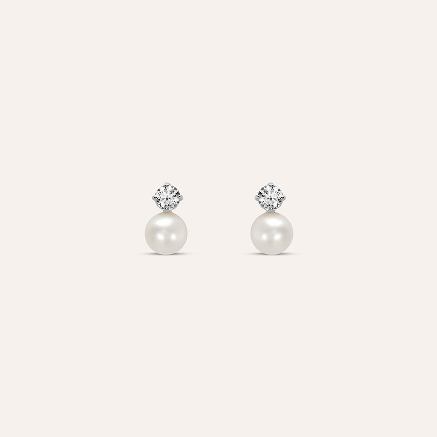 Orecchini Bon Ton in oro bianco 9 kt con perla 4 mm e zircone