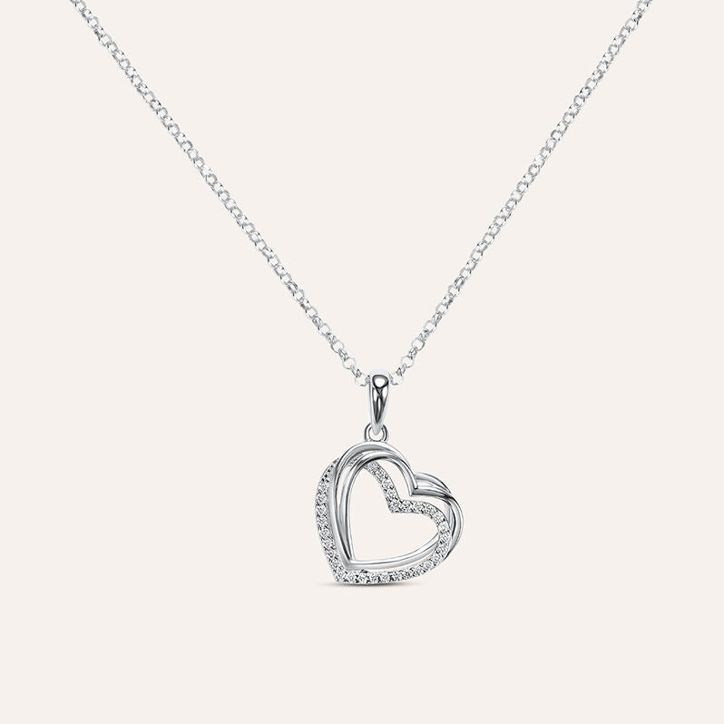 Collana cuore Silver Shine in argento rodiato con zirconi