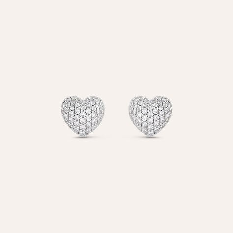 Orecchini cuore pavé Silver Shine in argento rodiato