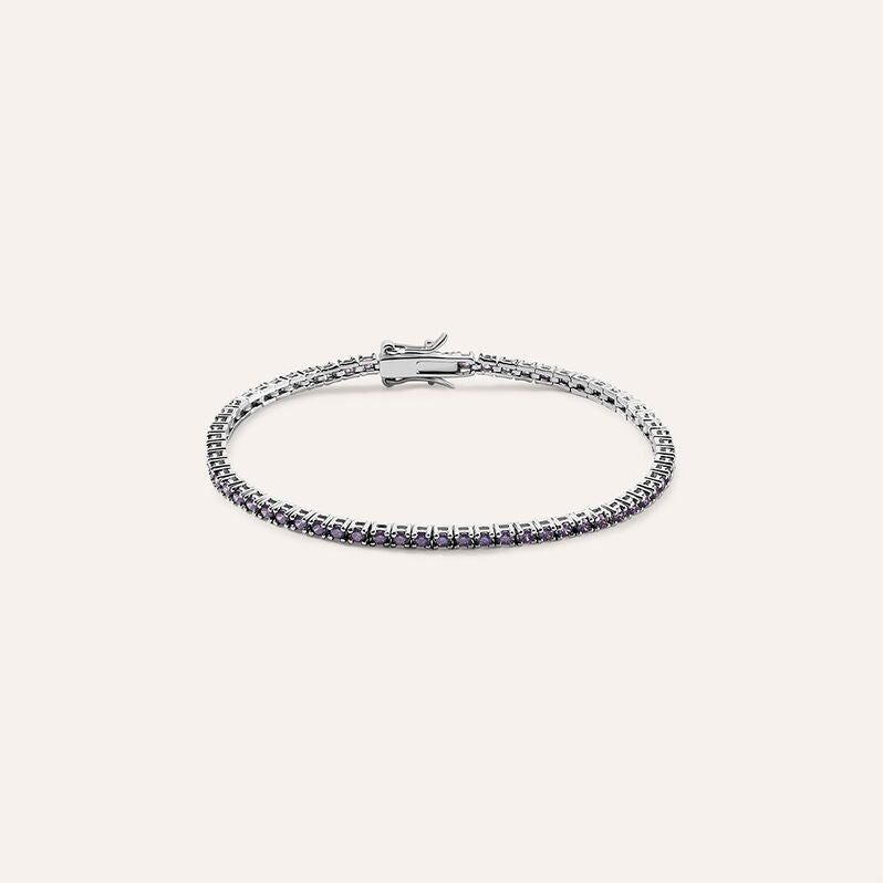 Bracciale tennis Silver Rainbow in argento con zirconi viola