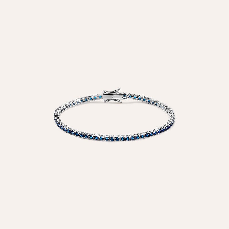 Bracciale tennis Silver Rainbow in argento con zirconi blu