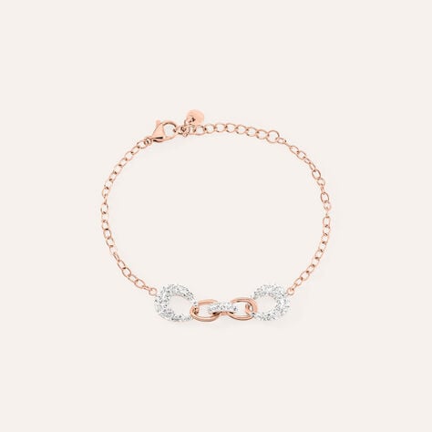 Bracciale groumette Aura in acciaio rosato con cristalli