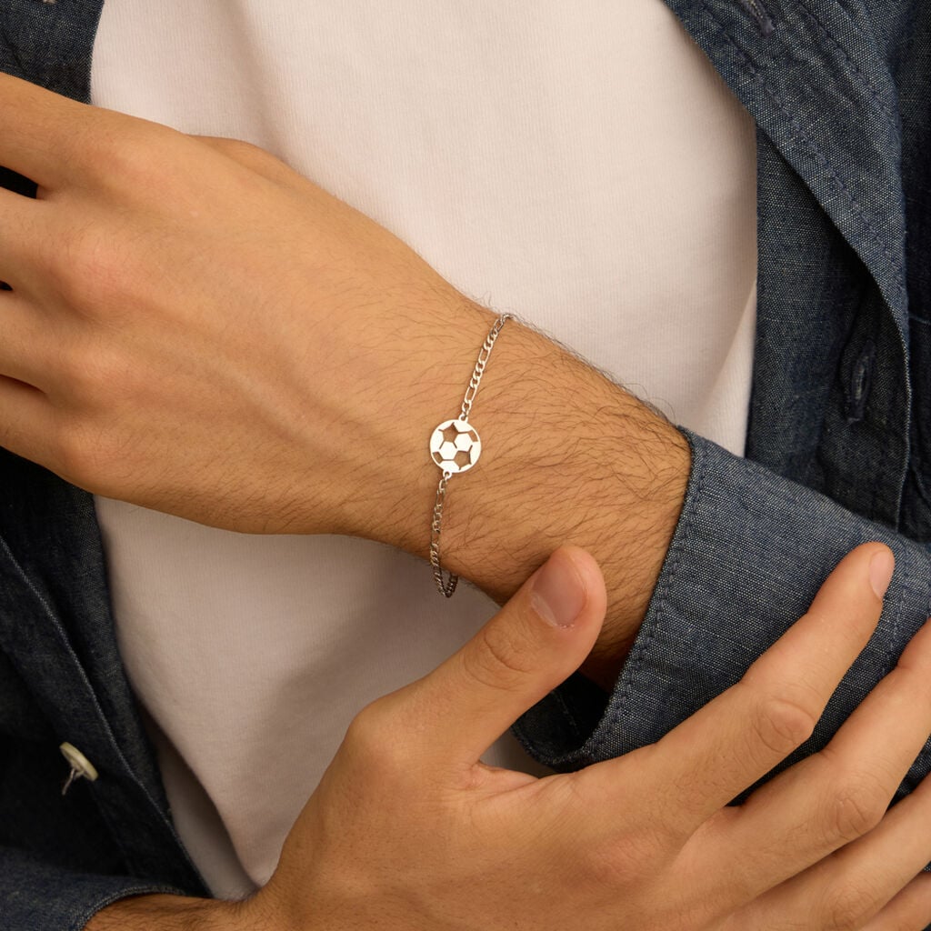 Bracciale pallone da calcio Gentleman in argento rodiato