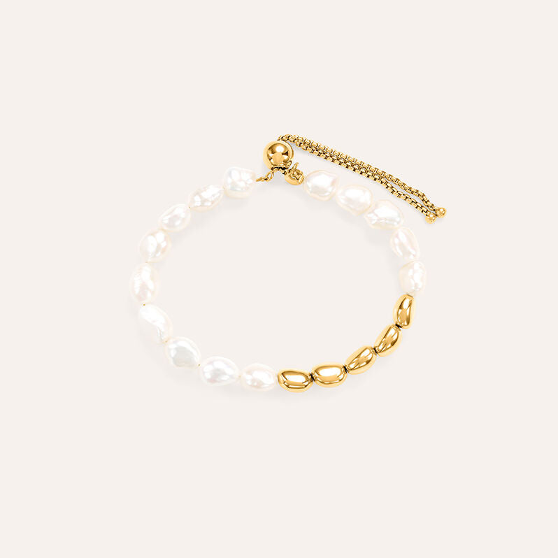 Bracciale Radiance in acciaio dorato con perle barocche