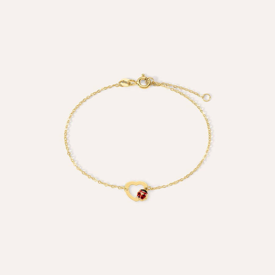 Bracciale cuore Mon Petit in oro giallo 9 kt e smalto rosso