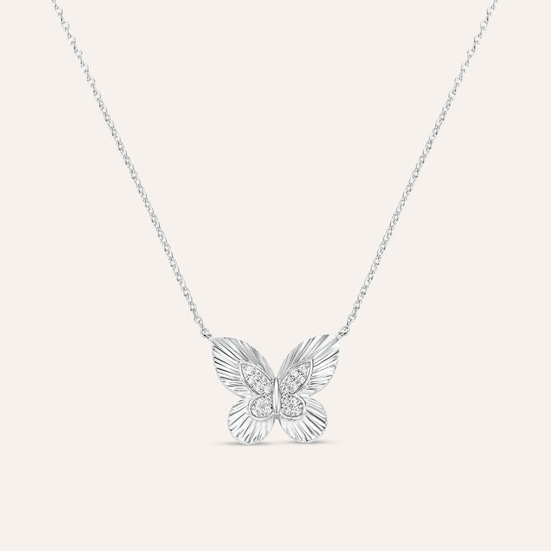 Collana farfalla Silver Moments in argento rodiato con zirconi
