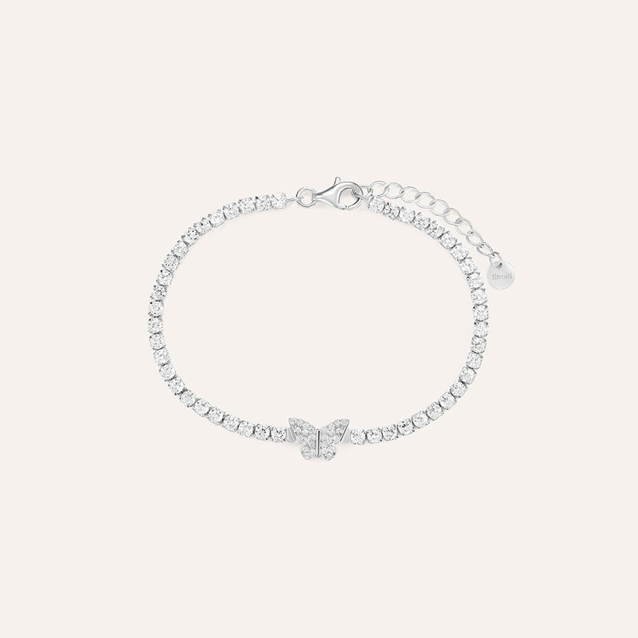 Bracciale tennis farfalla Silver Moments in argento con zirconi