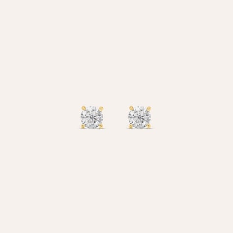 Orecchini punto luce Claire in oro giallo 9 kt, zirconi 4 mm