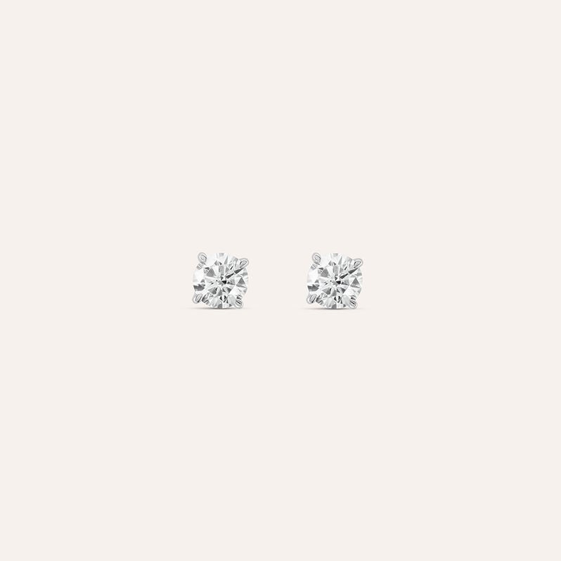 Orecchini punto luce Claire in oro bianco 9 kt, zirconi 4 mm
