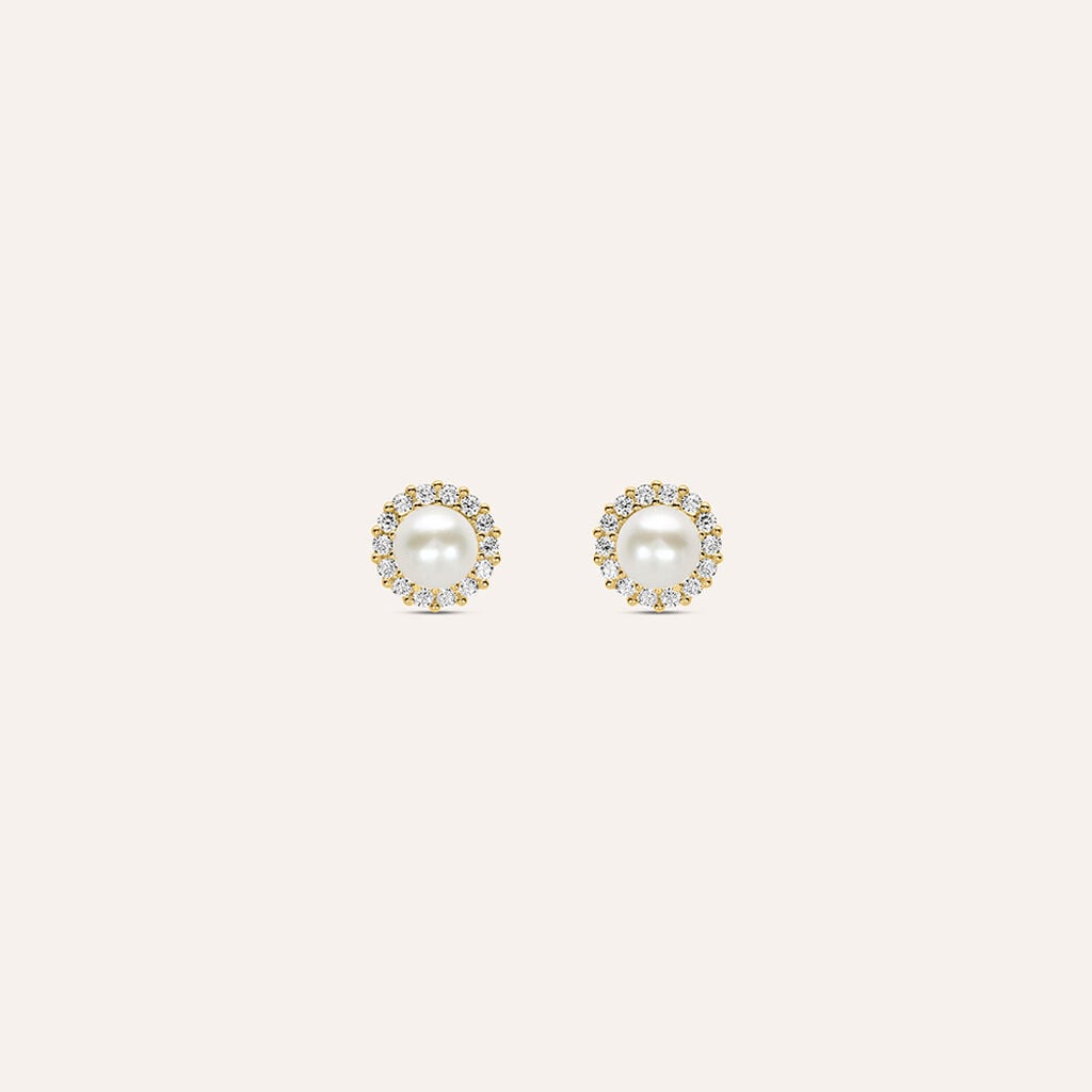 Orecchini Bon Ton in oro giallo 9 kt con perla 4 mm e zirconi
