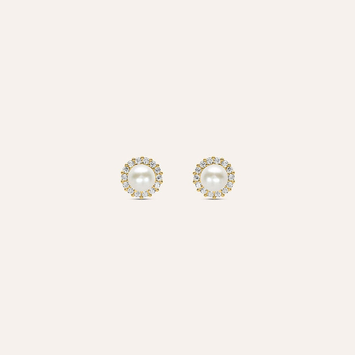 Orecchini Bon Ton in oro giallo 9 kt con perla 4 mm e zirconi