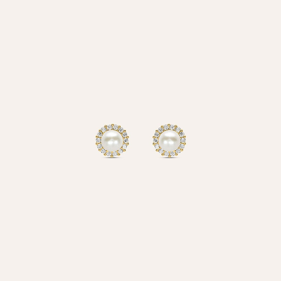 Orecchini Bon Ton in oro giallo 9 kt con perla 4 mm e zirconi