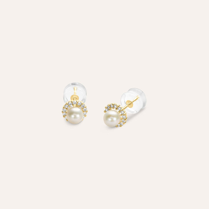 Orecchini Bon Ton in oro giallo 9 kt con perla 4 mm e zirconi