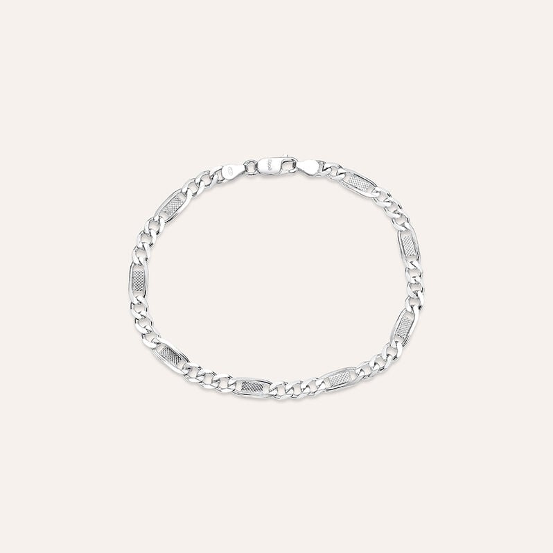Bracciale catena alternata Gentleman in argento rodiato, 1,2 mm