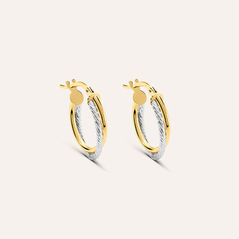 Orecchini doppio cerchio Toujours in oro bicolore 9 kt