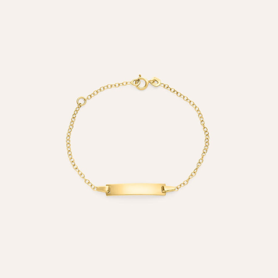 Bracciale con targhetta Holy in oro giallo 9 kt, 12-14 cm