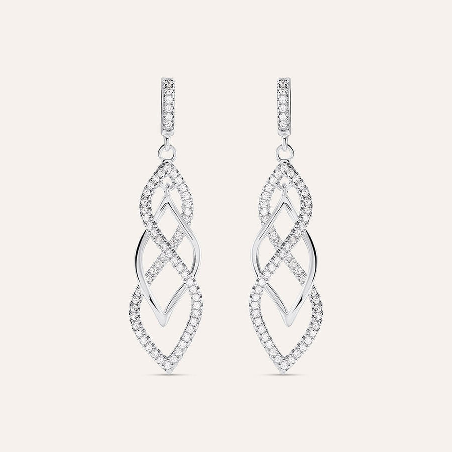 Orecchini pendenti Silver Shine in argento rodiato con pavé di zirconi