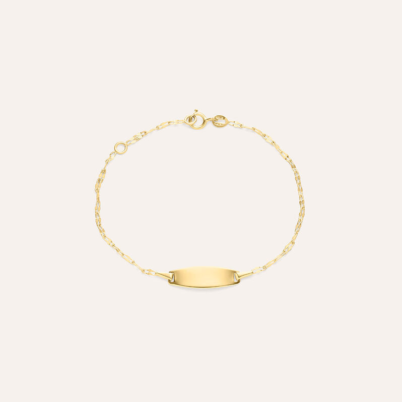 Bracciale con targhetta Holy in oro giallo 9 kt, incidibile
