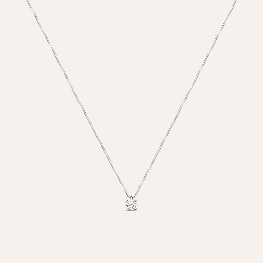 Collana punto luce Claire in oro bianco 9 kt con zircone 3 mm
