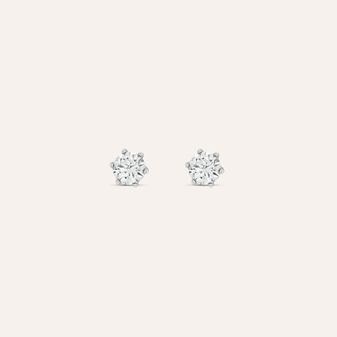 Orecchini punto luce Claire in oro bianco 9 kt, zircone 5 mm a 6 griffe