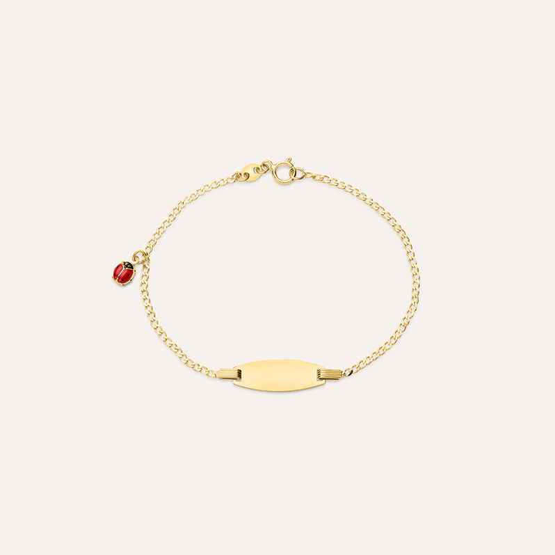 Bracciale targhetta coccinella Holy in oro giallo 9 kt e smalto
