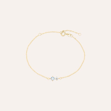 Bracciale doppio punto luce Claire in oro giallo 9 kt, zircone azzurro