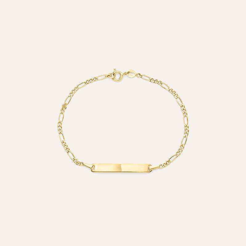 Bracciale con targhetta Holy in oro giallo 9 kt, catena alternata