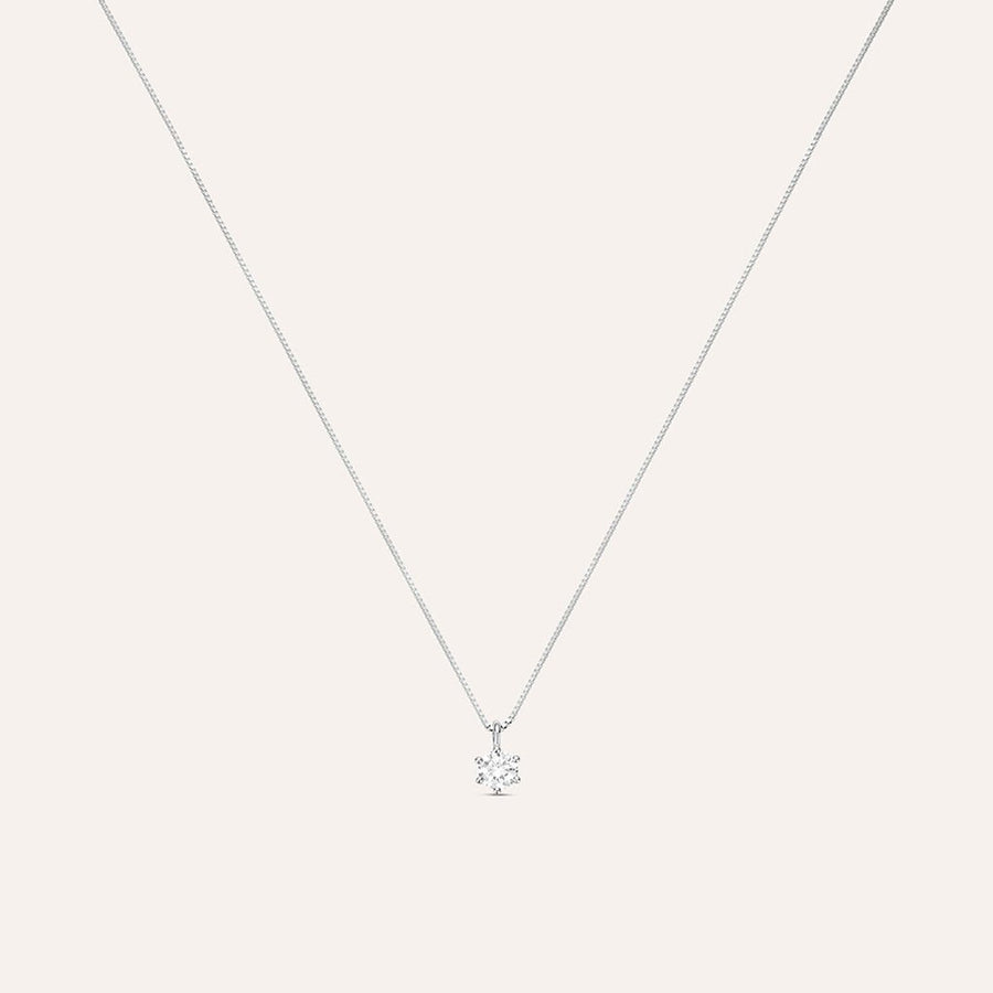 Collana punto luce Claire in oro bianco 9 kt con zircone 4 mm