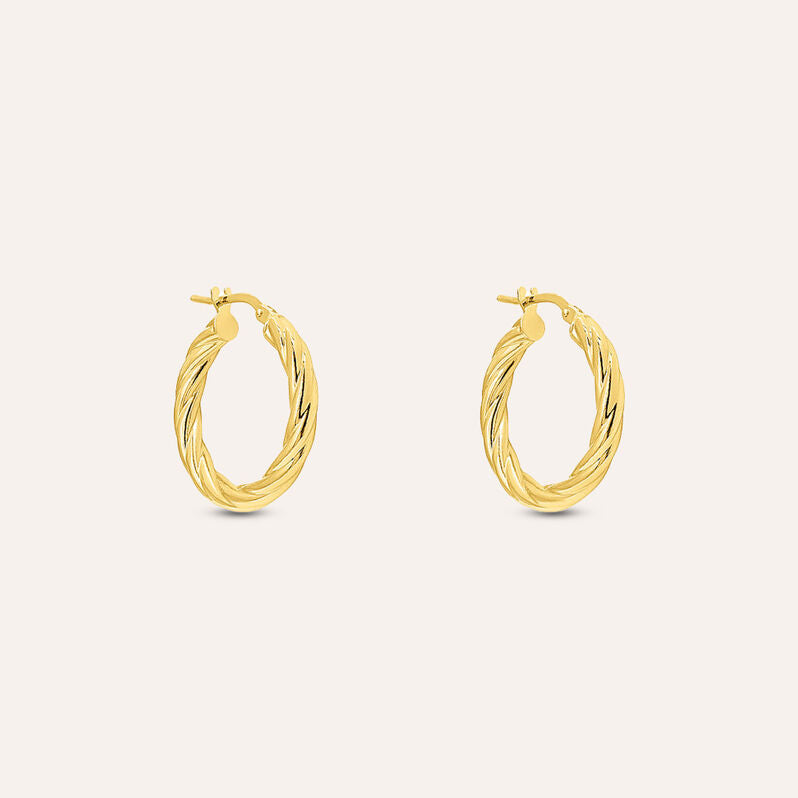 Orecchini a cerchio Toujours in oro giallo 9 kt, 15 mm, baionetta