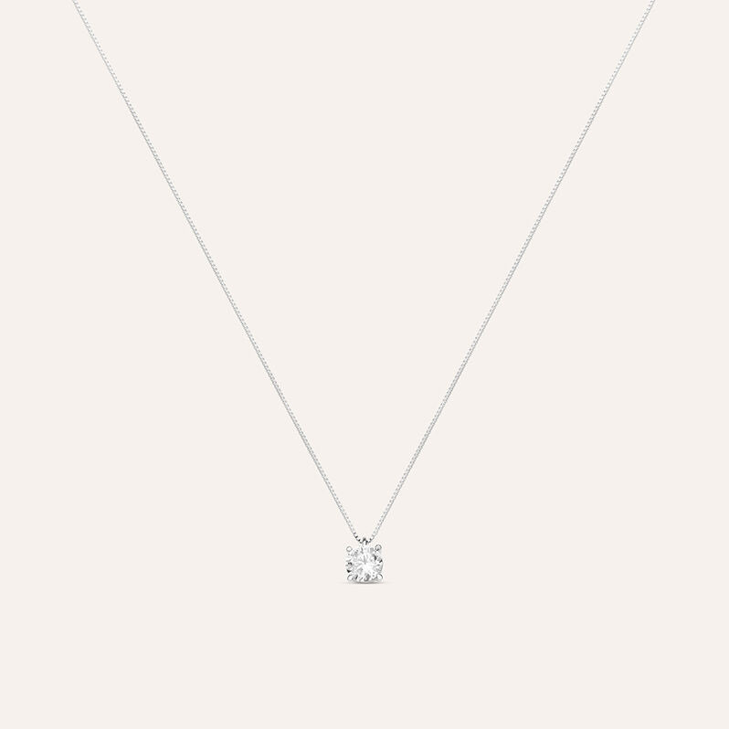 Collana punto luce Claire in oro bianco 9 kt con zircone 5 mm