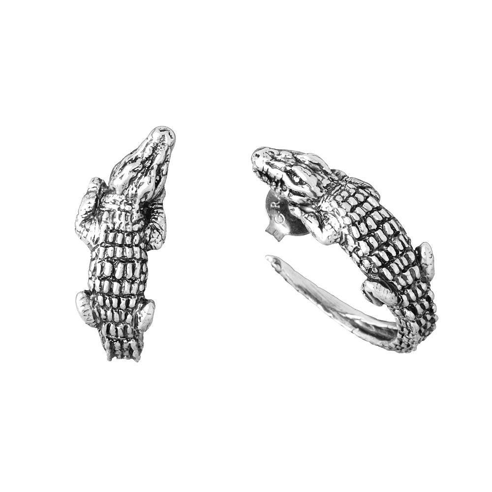 Orecchini Coccodrillo - Orecchini cerchio in Argento 925