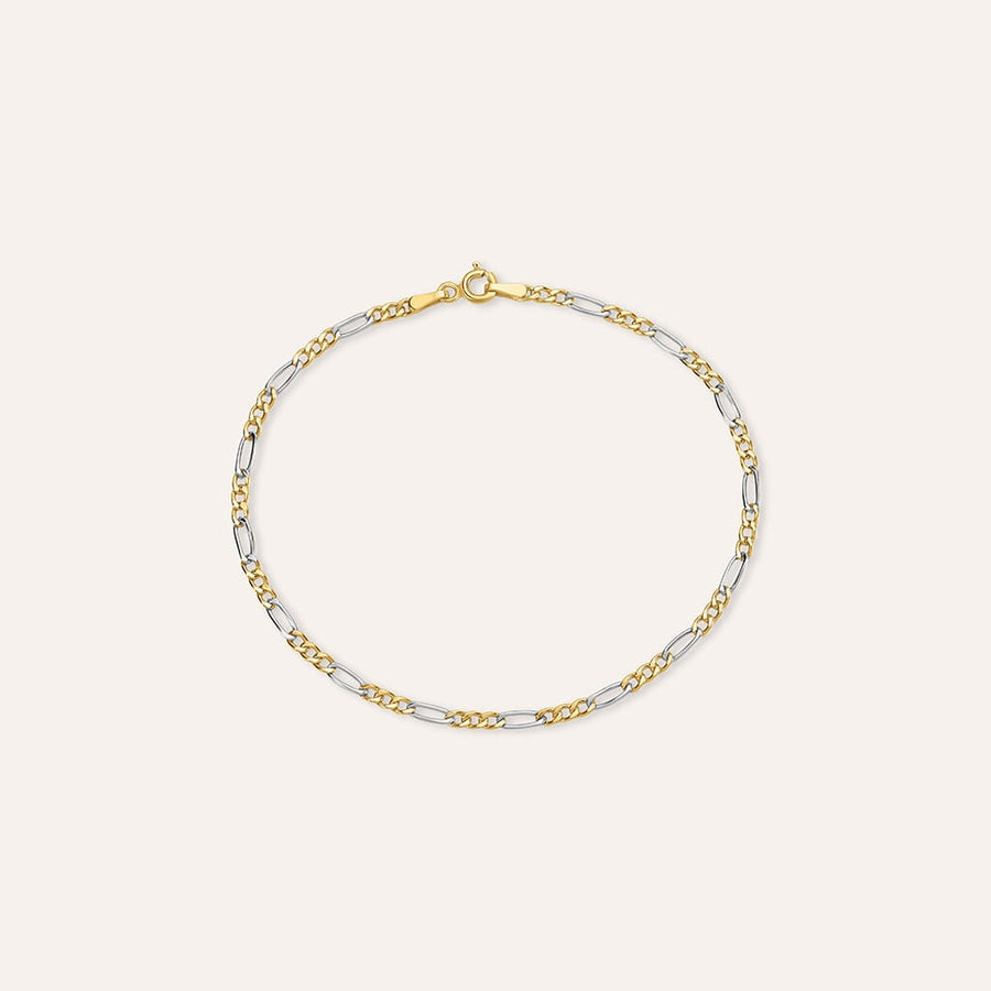 Bracciale catena alternata L'Homme Or in oro bicolore 9 kt, 20 cm