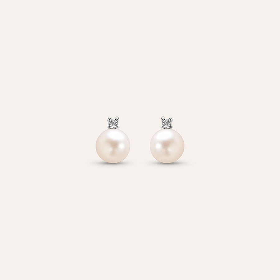 Orecchini Gabrielle in oro bianco 9 kt con perla 6 mm e zircone