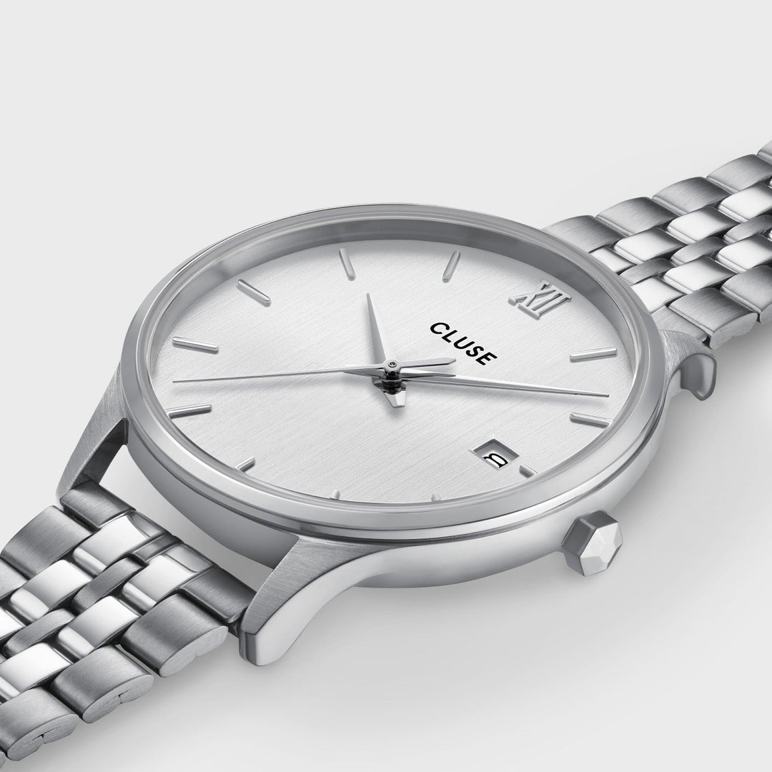 Orologio Donna Minuit Date in Acciaio Argentato con Quadrante Silver e Datario