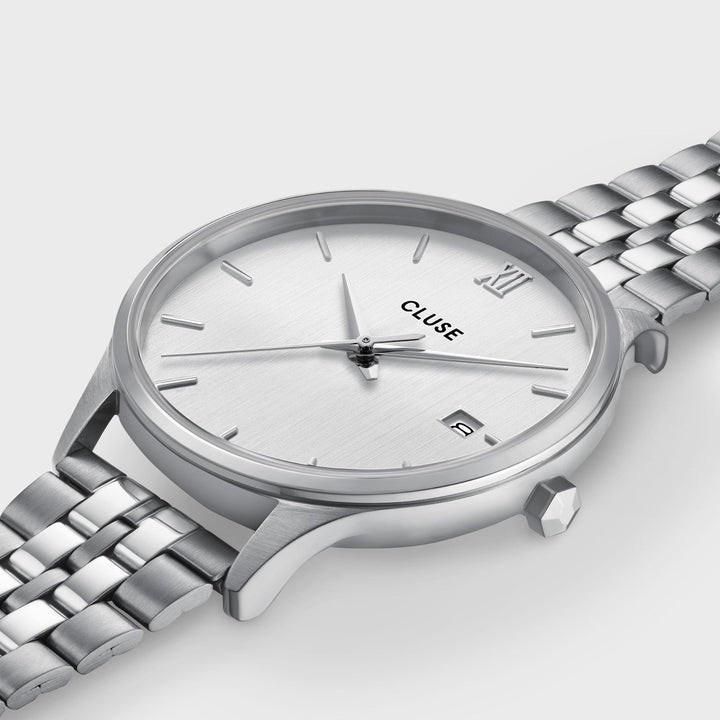 Orologio Donna Minuit Date in Acciaio Argentato con Quadrante Silver e Datario
