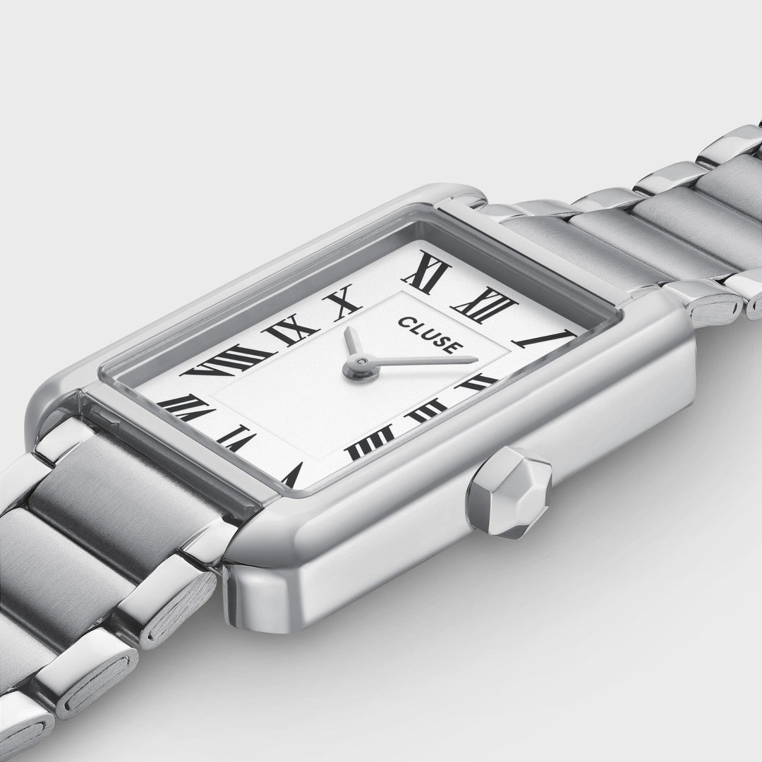 Orologio Donna Belisenna Rettangolare in Acciaio Argentato con Quadrante Bianco