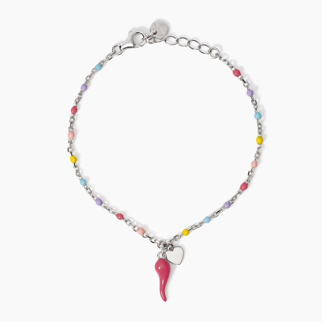 Bracciale da bambina BUENA SUERTE con cornetto rosa