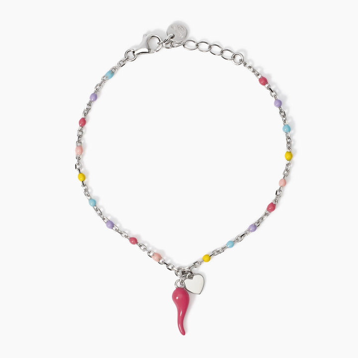 Bracciale da bambina BUENA SUERTE con cornetto rosa