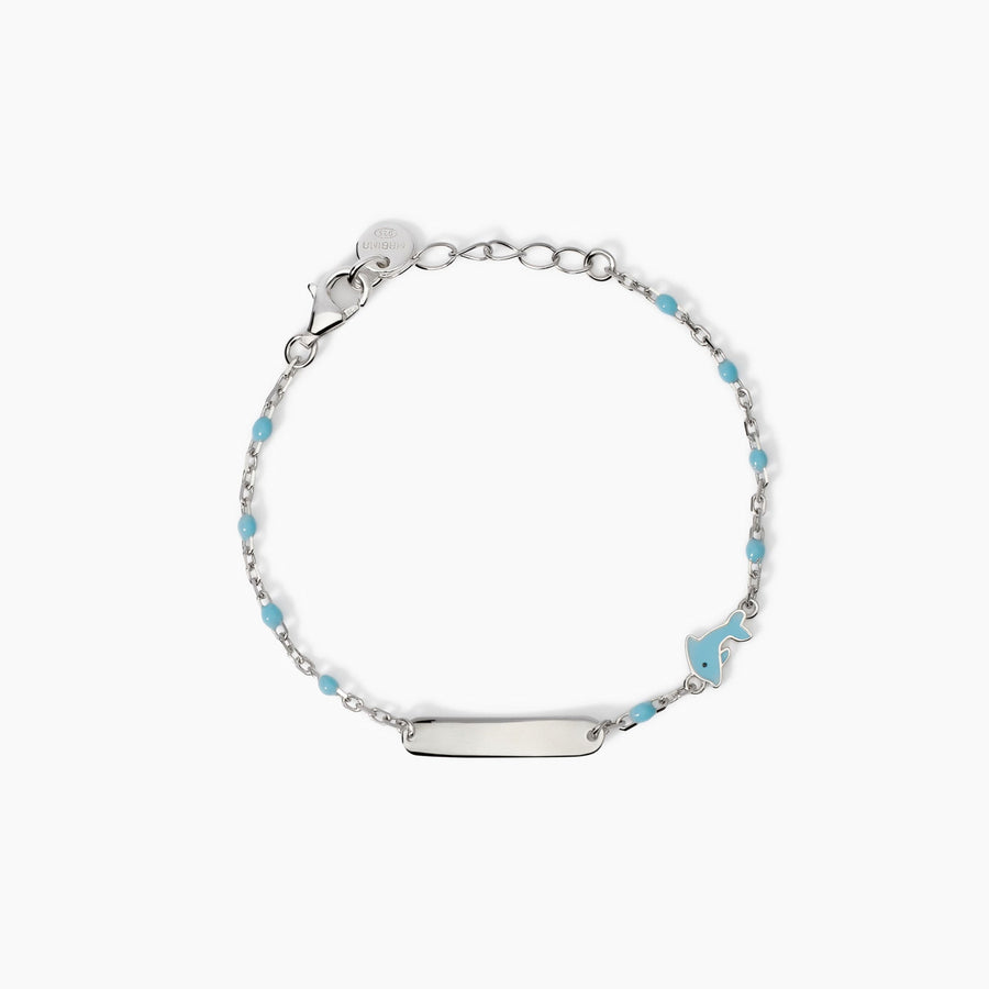Bracciale da bambino FLIPPER-TAG con delfino e targhetta da incidere